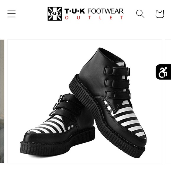 New TUK Black & White Stripe 3-Buckle Pointed Boot - Picture 3 of 8